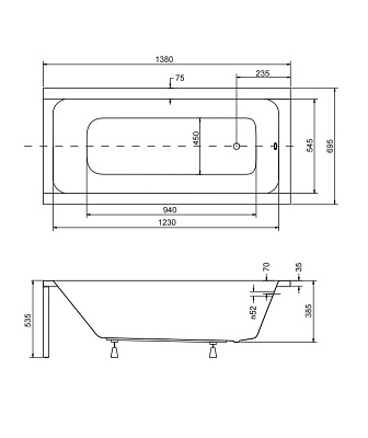 Акриловая ванна BESCO Modern 140