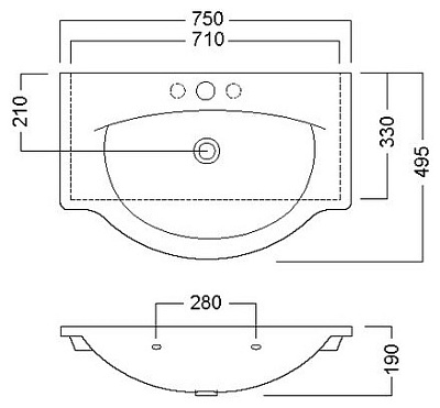 Раковина Hatria Sophie (75 см)