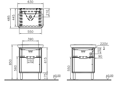 Тумба под раковину VitrA Sento 60822 (65 см)