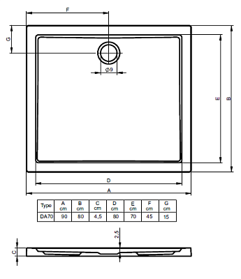 Поддон для душа Riho DAVOS 271 (90 см)