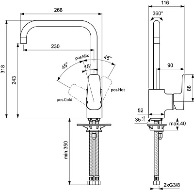 Смеситель Ideal Standard Ceraplan III B0725AA для кухни
