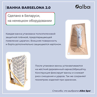 Акриловая ванна Alba Spa Barselona 2.0 170х75 ВПР0310200100