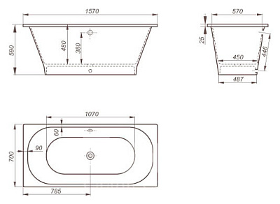 Ванна из литьевого мрамора Romance Collection Ambra 157x70