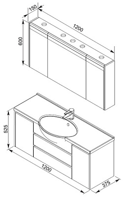 Тумба с раковиной Aquanet Лайн 120