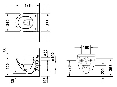 Унитаз подвесной Duravit Starck 3 22270900001 WonderGliss