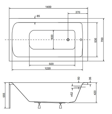 Акриловая ванна BESCO Talia 140