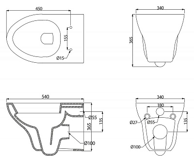 Чаша для унитаза BelBagno Anto BB112CH подвесная