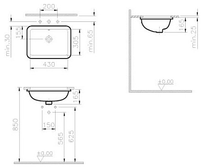 Рукомойник VitrA S20 5474B003 встраиваемый