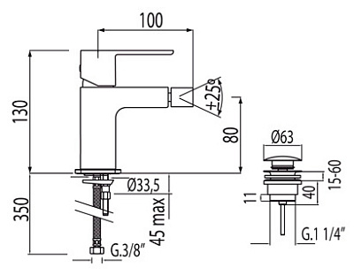 Смеситель Tres Loft-tres 20012001D для биде