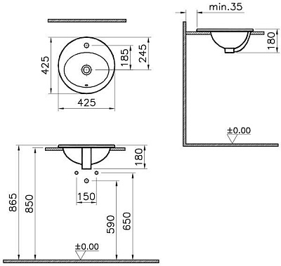 Раковина VitrA S20 накладная (43 см.)