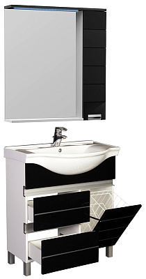 Тумба с раковиной Aquanet Доминика 80 б/к черная