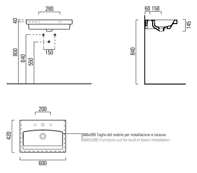 Раковина GSI Losanga 758211 60 см