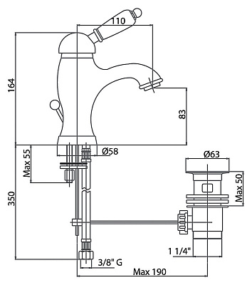 Смеситель Caprigo Adria Swarovski 01-020-crm для раковины