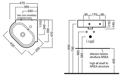 Рукомойник Hatria Area DX (47 см) L