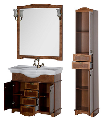 Тумба с раковиной Aquanet Луис 100 NEW темный орех