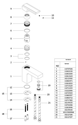 Смеситель E.C.A. Elegant 102108578 для раковины