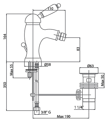 Смеситель Caprigo Adria Swarovski 01-030-oro для биде