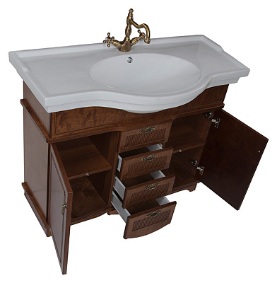 Тумба с раковиной Aquanet Луис 110 NEW темный орех