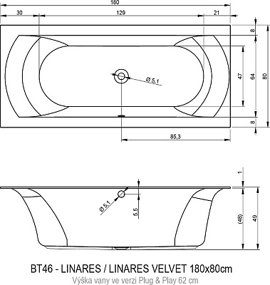 Акриловая ванна RIHO Linares Plug & Play L 180