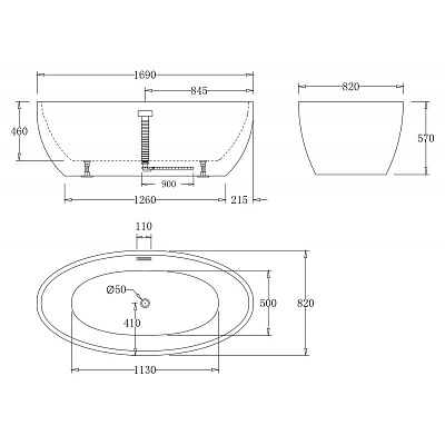 Акриловая ванна BELBAGNO 170x82