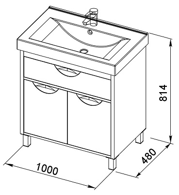 Тумба с раковиной Aquanet Гретта 100 венге