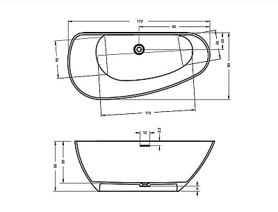 Ванна из литого мрамора Riho Granada 170x80 R