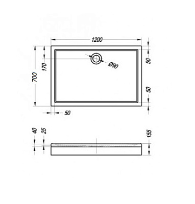 Поддон для душа Kolpa San Flamenco 120x70