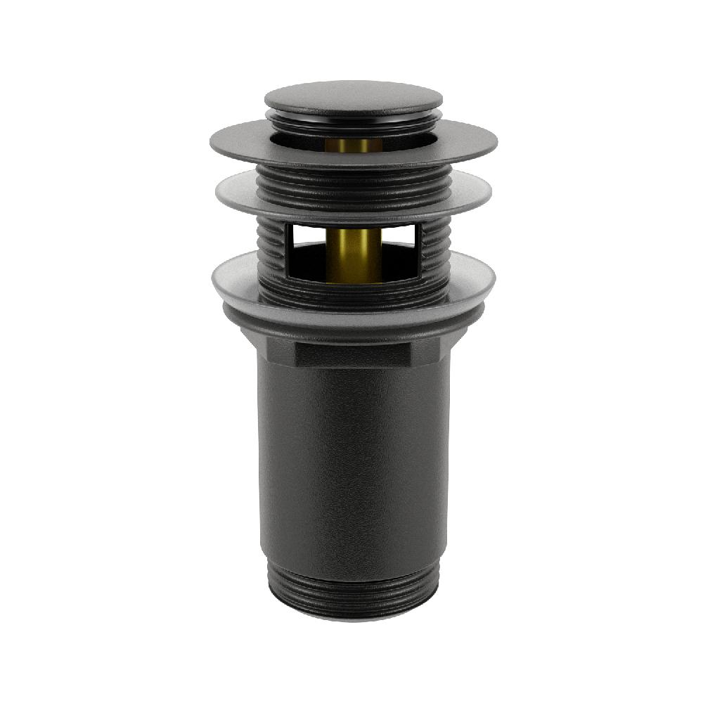 Металлический донный клапан для раковины, с переливом 2039122 ALPEN (матовый черный)