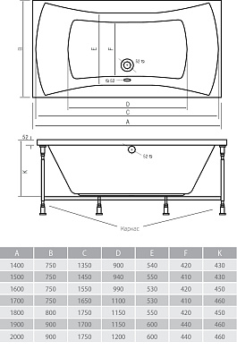 Акриловая ванна ALPEN Luna 190