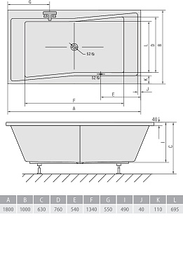 Акриловая ванна ALPEN Quest 180