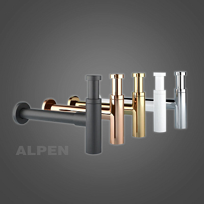 Металлический сифон для раковины 2050022 ALPEN (золото)