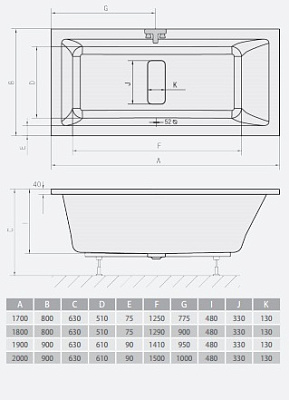 Акриловая ванна ALPEN Marlene 200
