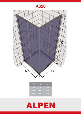 Душевая шторка ALPEN A320-100-MG