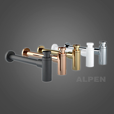 Металлический сифон для раковины 2040022 ALPEN (золото)