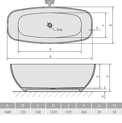 Ванна из литого мрамора ALPEN Ipanema 170