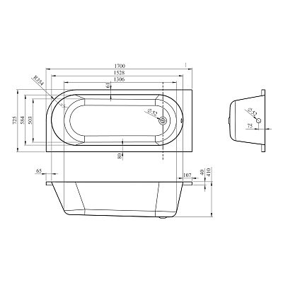 Акриловая ванна ALPEN Avita 170 L
