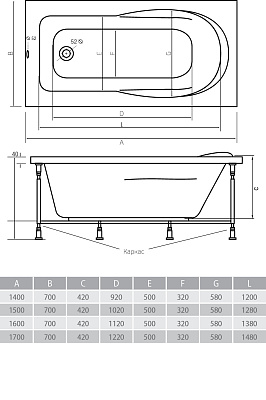 Акриловая ванна ALPEN Karmenta 170