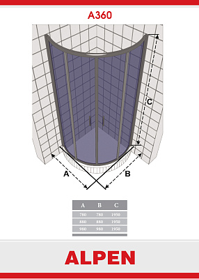 Душевая шторка  ALPEN A360N-100 MG