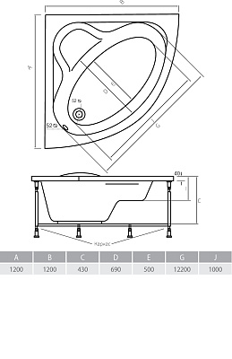 Акриловая ванна ALPEN Venus 120