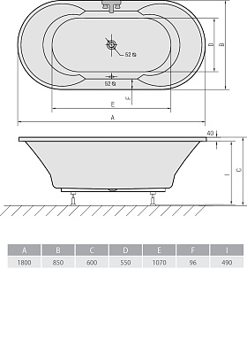 Акриловая ванна ALPEN IO 180