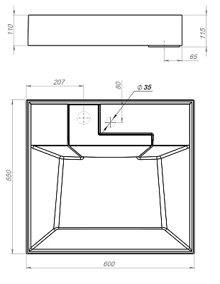 Раковина встраиваемая/для установки над стиральной машиной Alpen Dakota 60 см