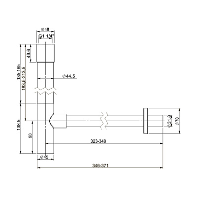 Металлический сифон для раковины 2040222 ALPEN (матовый черный)