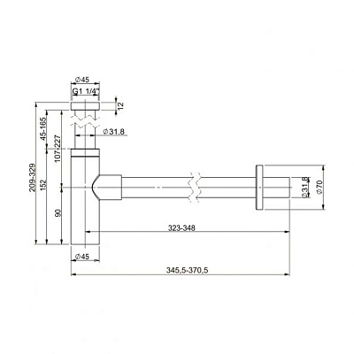 Металлический сифон для раковины 2050022 ALPEN (хром)