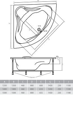 Акриловая ванна ALPEN Rumina 135