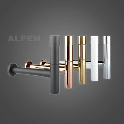Металлический сифон для раковины 2040222 ALPEN (золото)