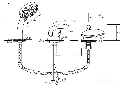 Каскадный смеситель ALPEN Niagara бронза