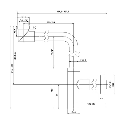 Металлический сифон для раковины 2040322 ALPEN (золото)