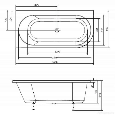 Акриловая ванна ALPEN Astra 165х80 L