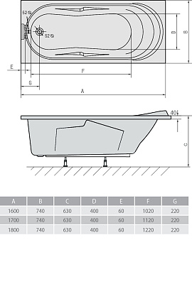 Акриловая ванна ALPEN Adriana 160