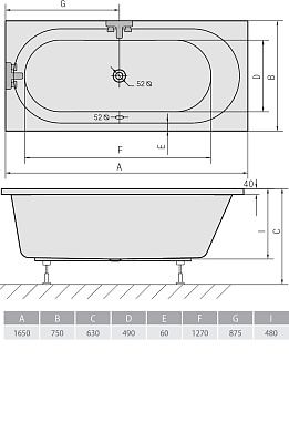 Акриловая ванна ALPEN Astra B 165